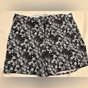 Parke & Ronen Light Blue and Black Floral Shorts